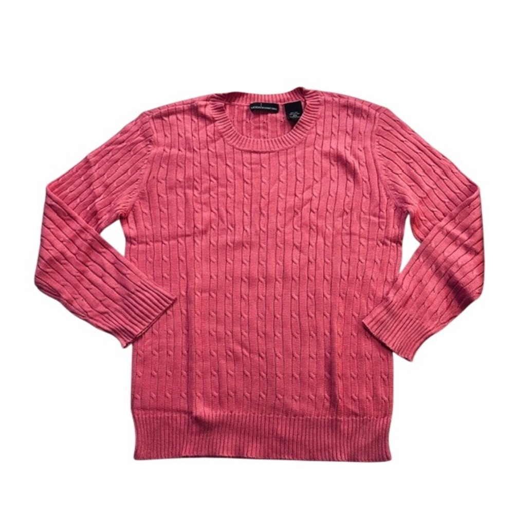 Moda International Cable Knit Sweater Silk Cotton Coral Pink VS Brand‎ XS